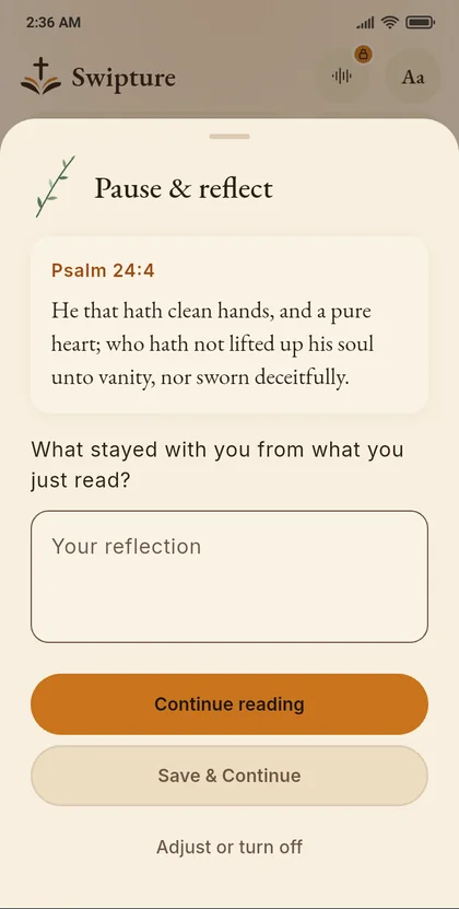 Pause and Reflect prompt over the feed